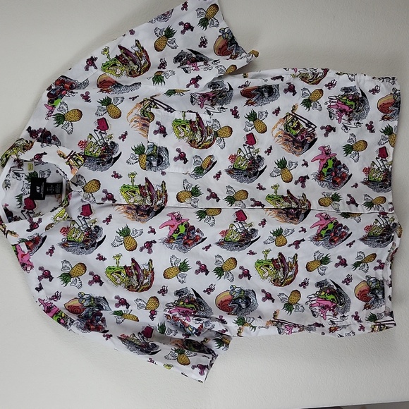H&M x SpongeBob Squarepants Relaxed Fit Patterned Resort Shirt Size Large - Picture 1 of 13